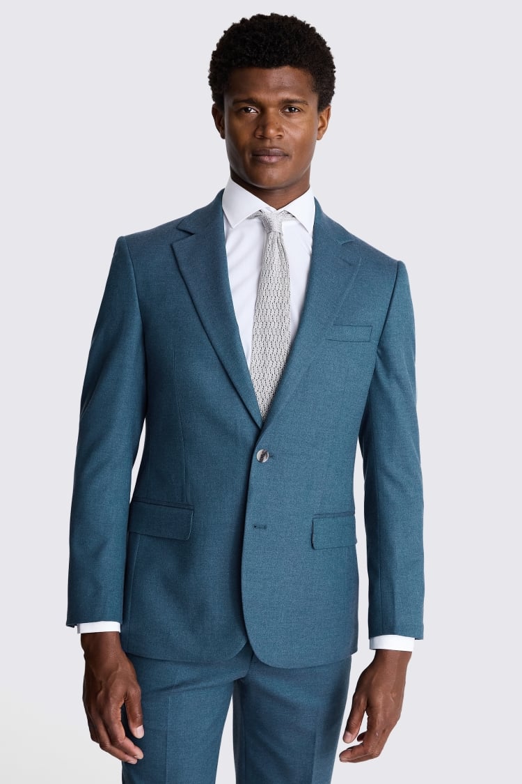 Tailored Fit Teal Flannel Suit