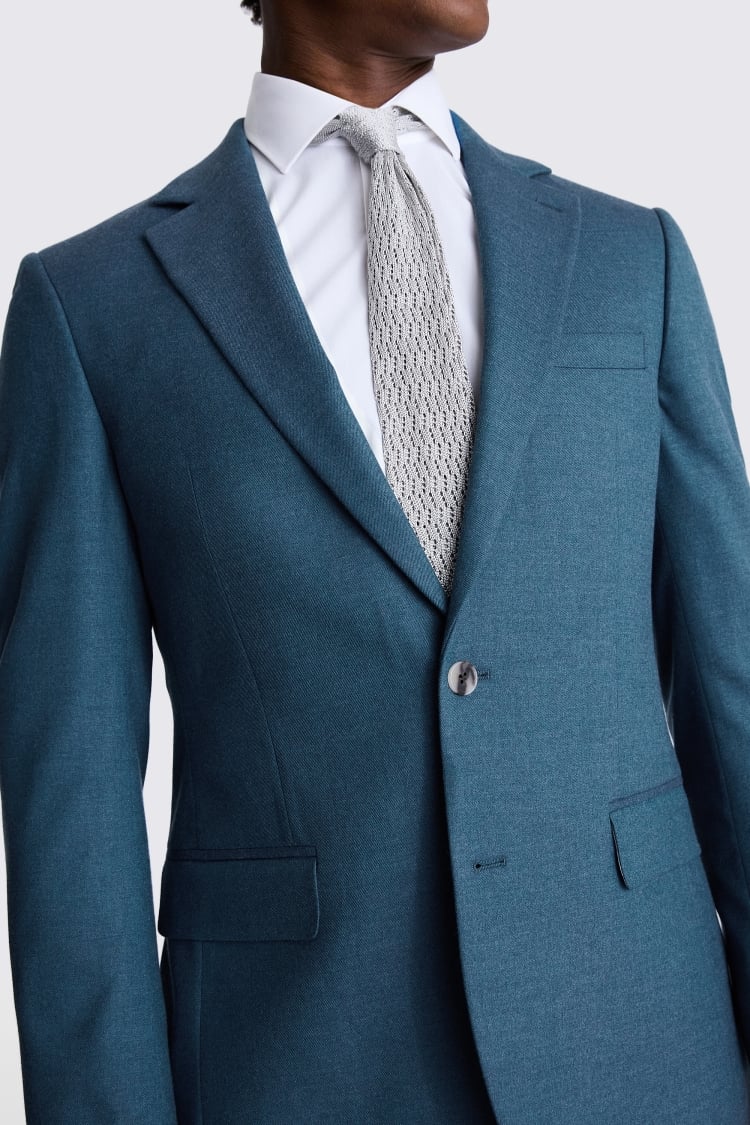 Tailored Fit Teal Flannel Suit