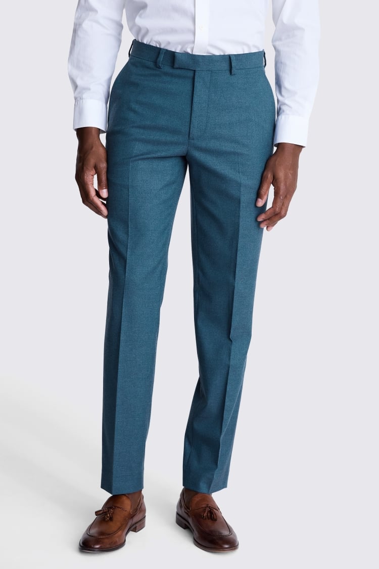 Tailored Fit Teal Flannel Suit