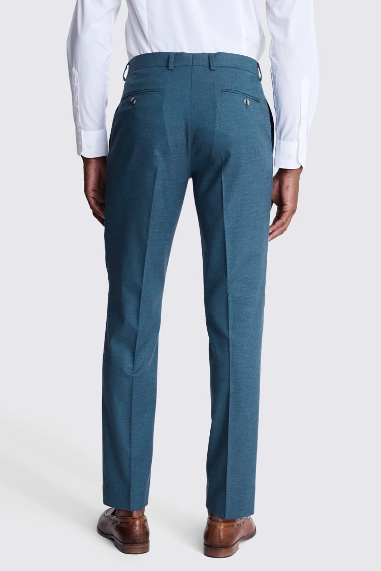 Tailored Fit Teal Flannel Trousers