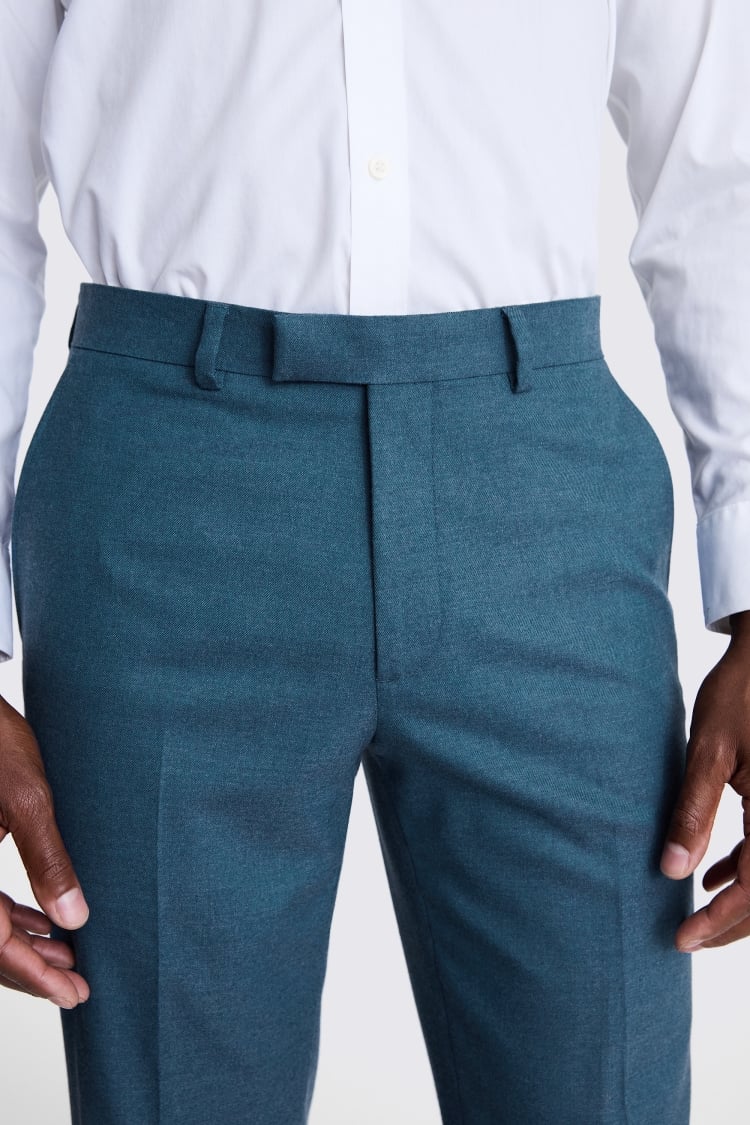 Tailored Fit Teal Flannel Trousers