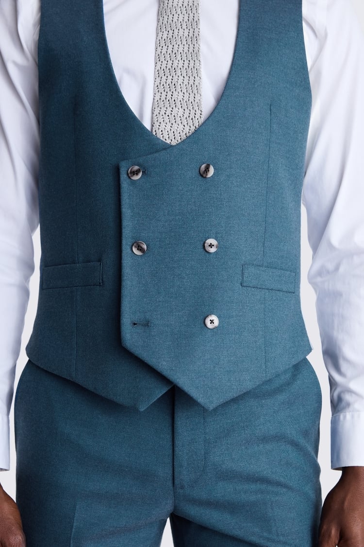 Tailored Fit Teal Flannel Vest 