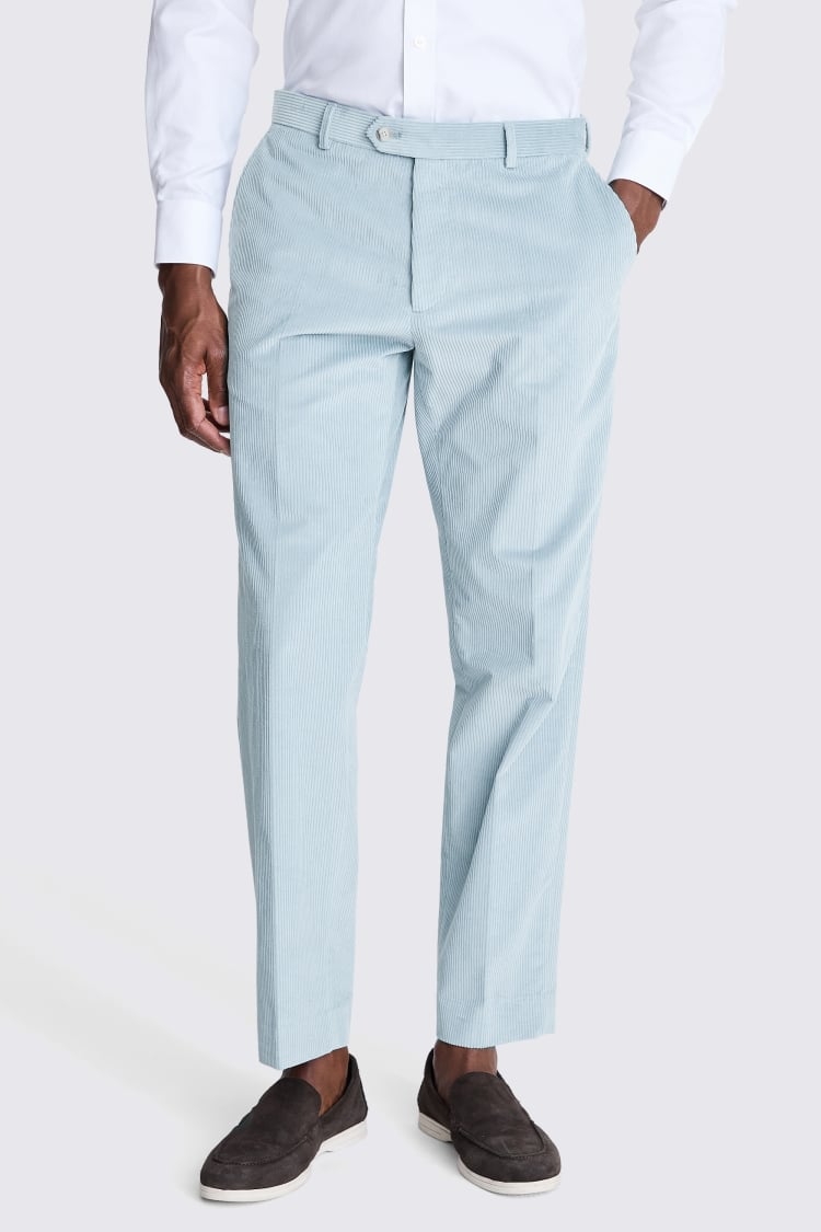 Tailored Fit Duck Egg Corduroy Trousers