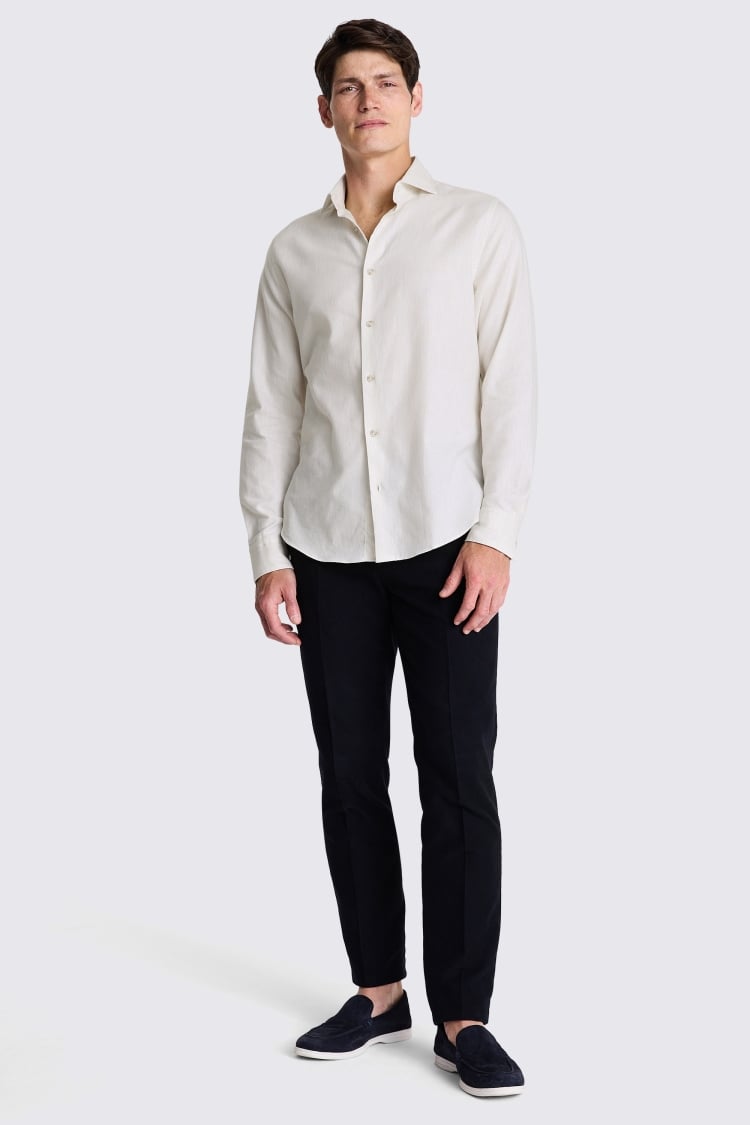 Off White Melange Brushed Shirt