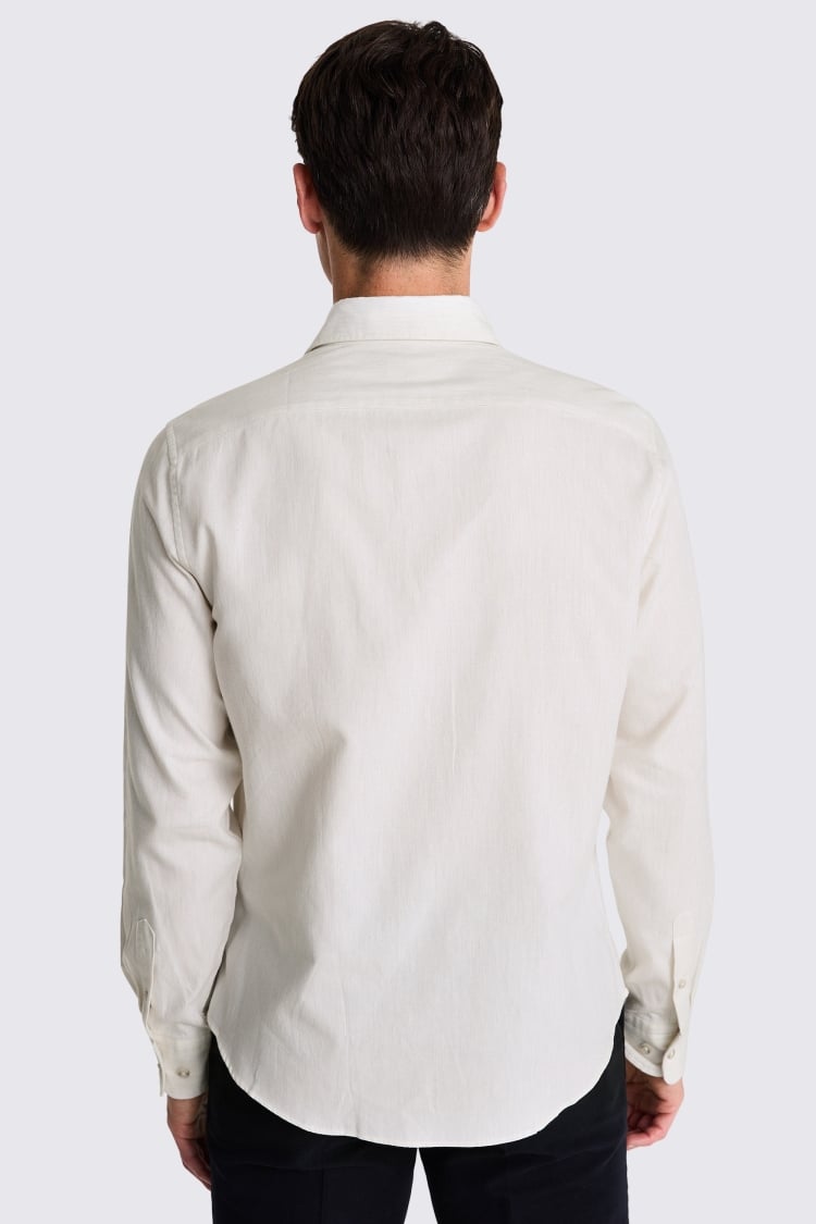 Off White Melange Brushed Shirt