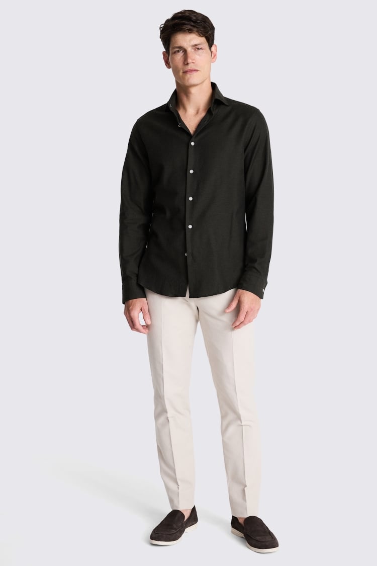 Dark Brown Melange Brushed Shirt