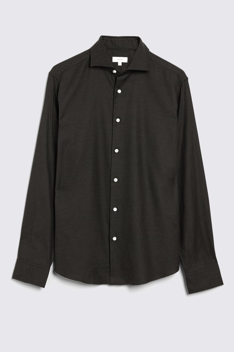 Dark Brown Melange Brushed Shirt