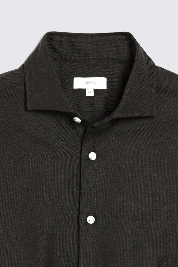 Dark Brown Melange Brushed Shirt