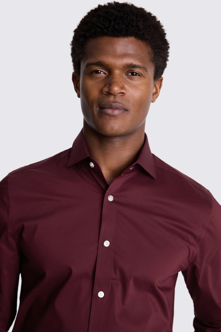 Tailored Fit Wine Stretch Shirt