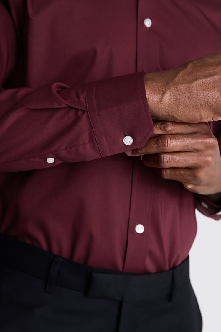 Tailored Fit Wine Stretch Shirt