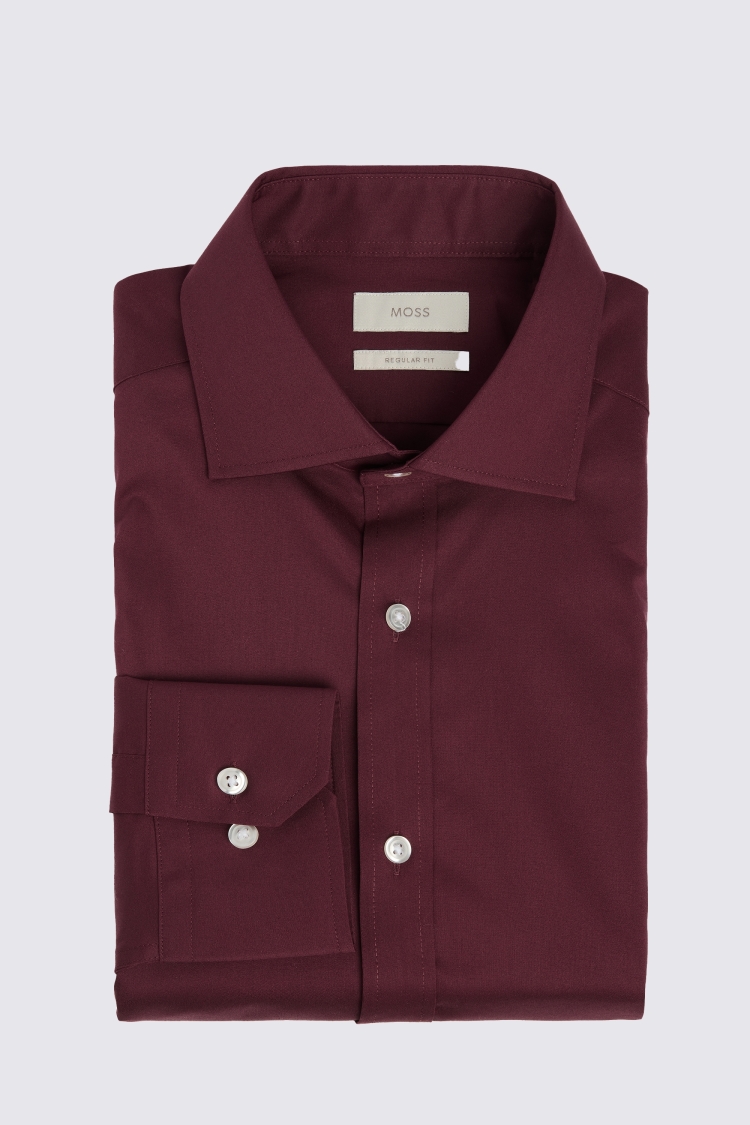 Tailored Fit Wine Stretch Shirt