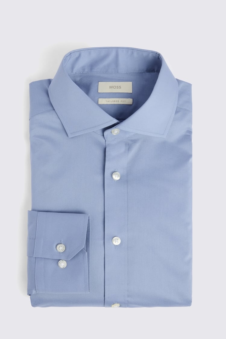 Tailored Fit Mid-Blue Stretch Shirt