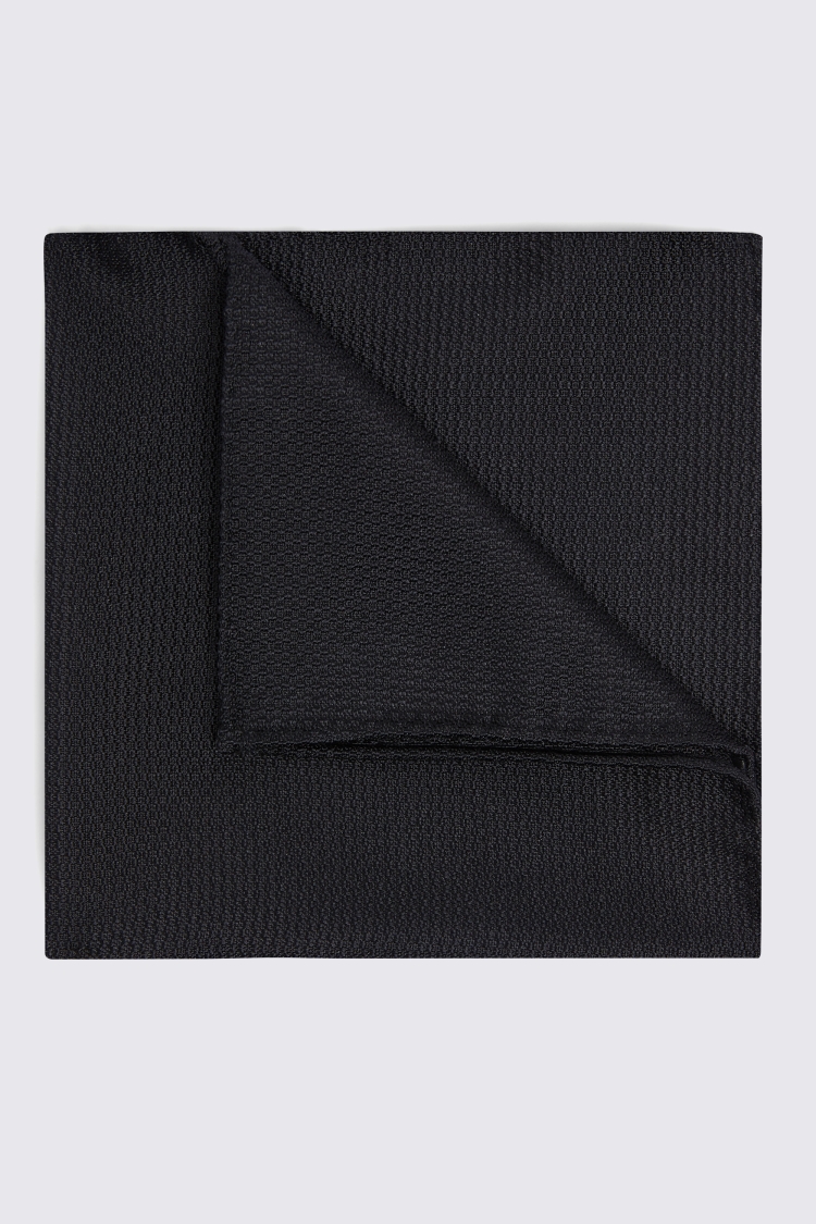 Black Silk Semi-Plain Pocket Square