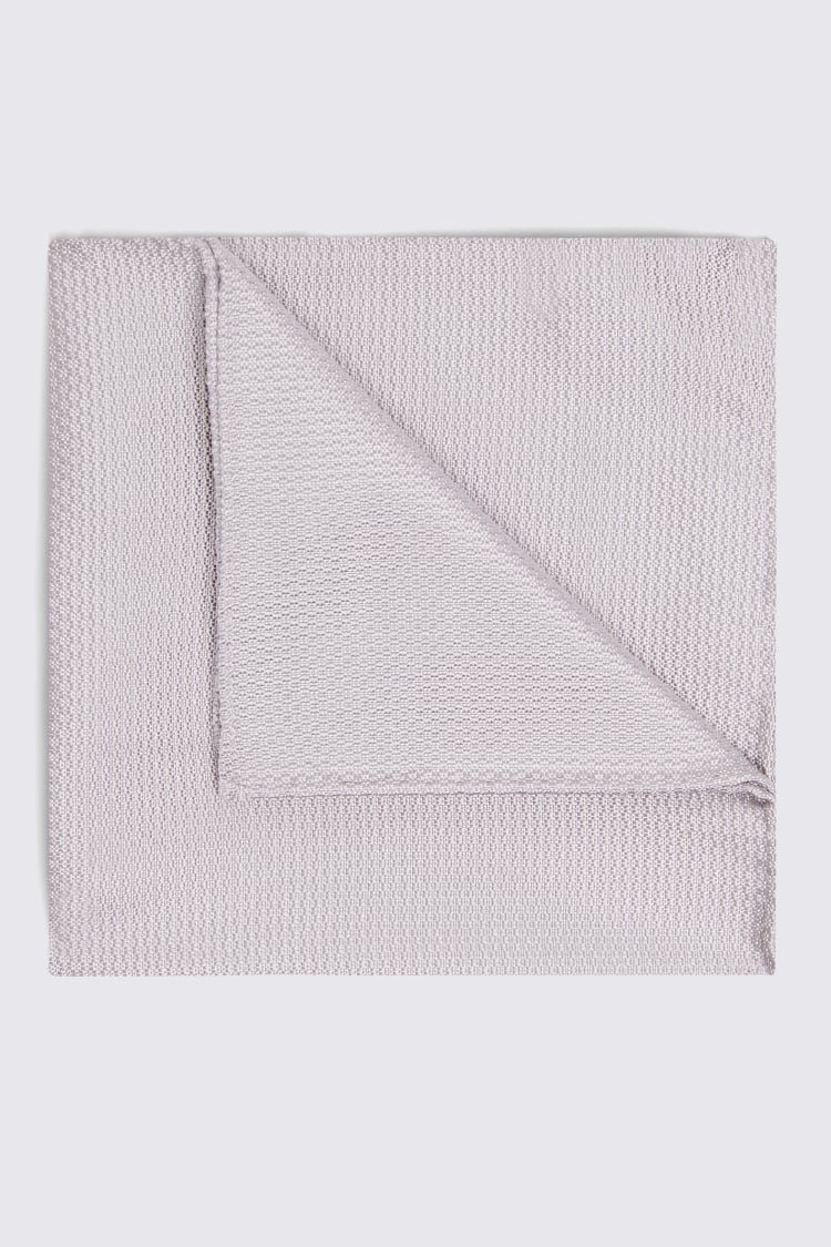 Silver Silk Semi-Plain Pocket Square