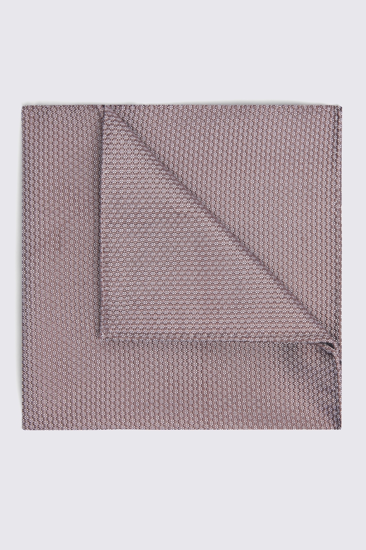 Taupe Silk Semi-Plain Pocket Square