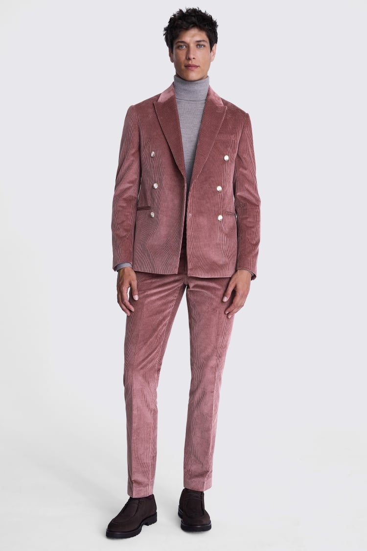 Slim Fit Cerise Corduroy Suit