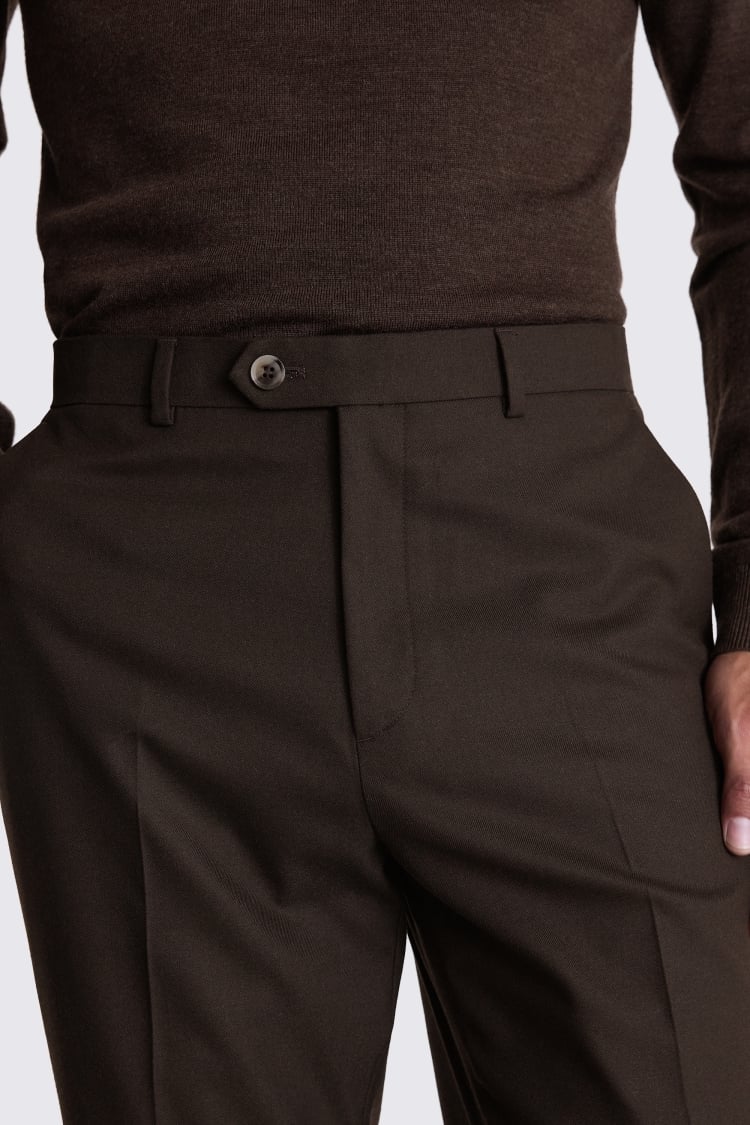 Relaxed Fit Brown Flannel Trousers