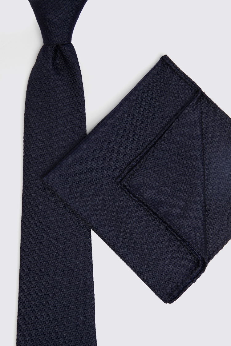Navy Silk Semi-Plain Tie