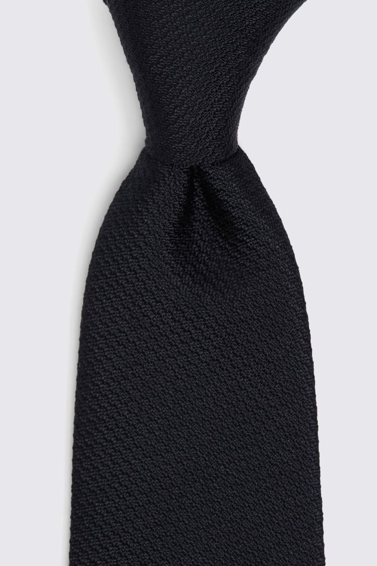 Black Silk Semi-Plain Tie