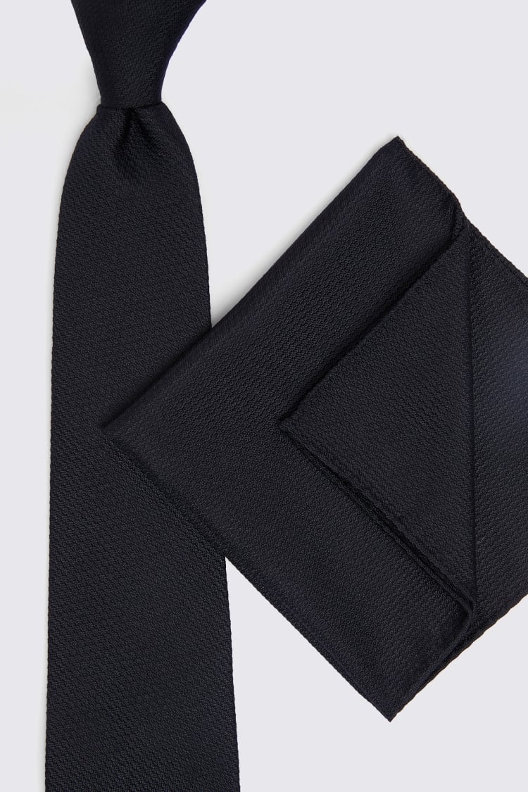 Black Silk Semi-Plain Tie