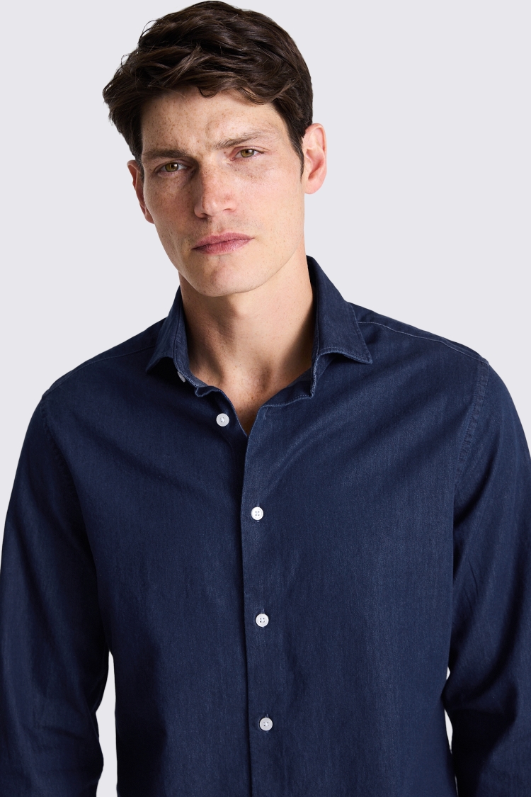 Dark Blue Denim Shirt 