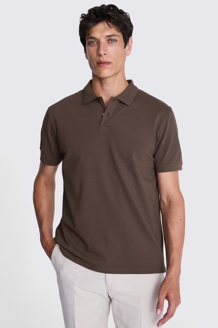 Brown Piqué Polo Shirt