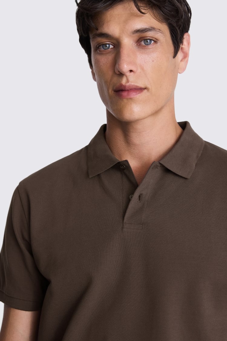 Brown Piqué Polo Shirt