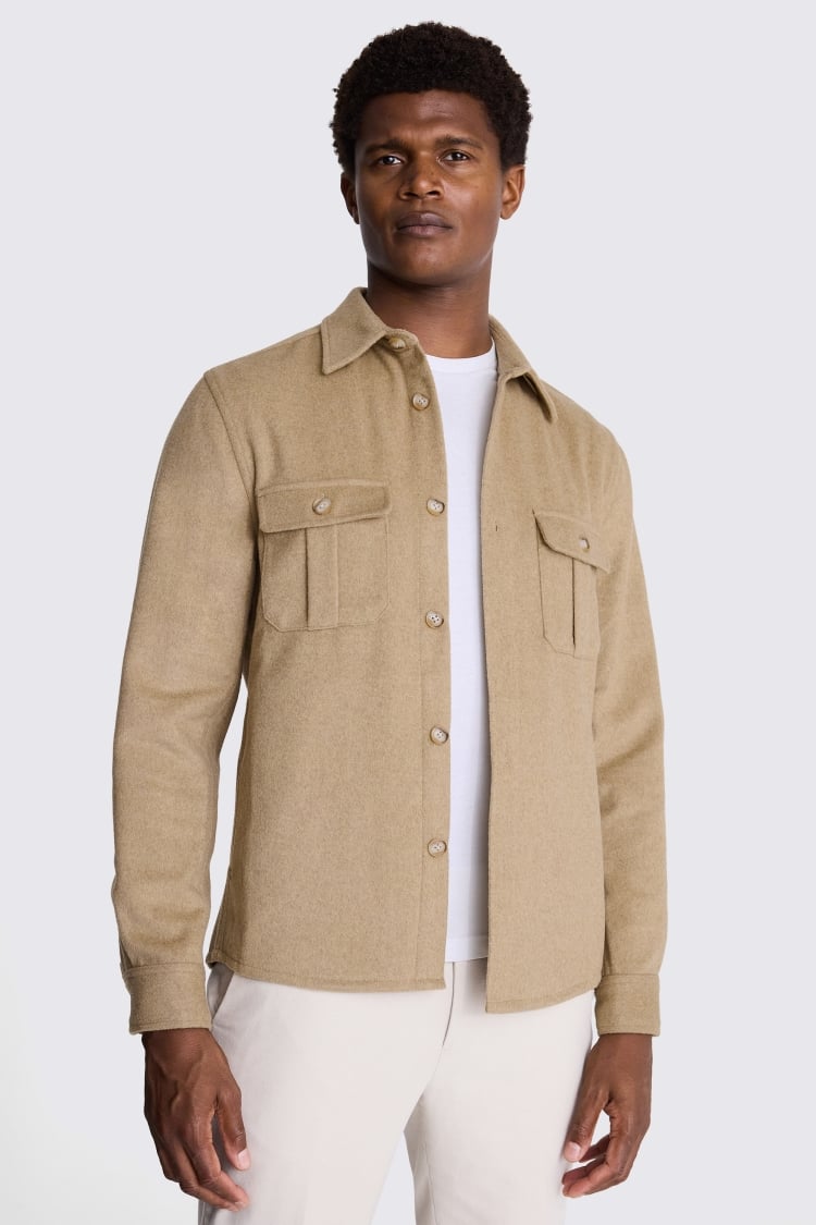 Camel Flannel Safari Overshirt