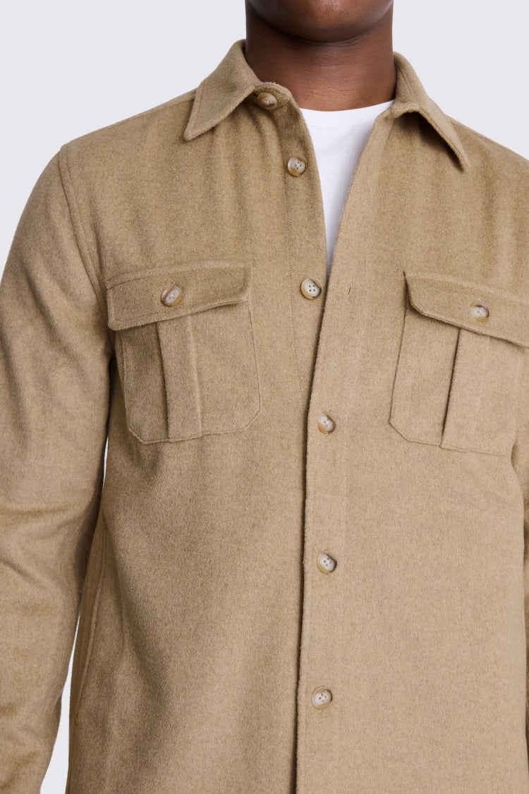 Camel Flannel Safari Overshirt