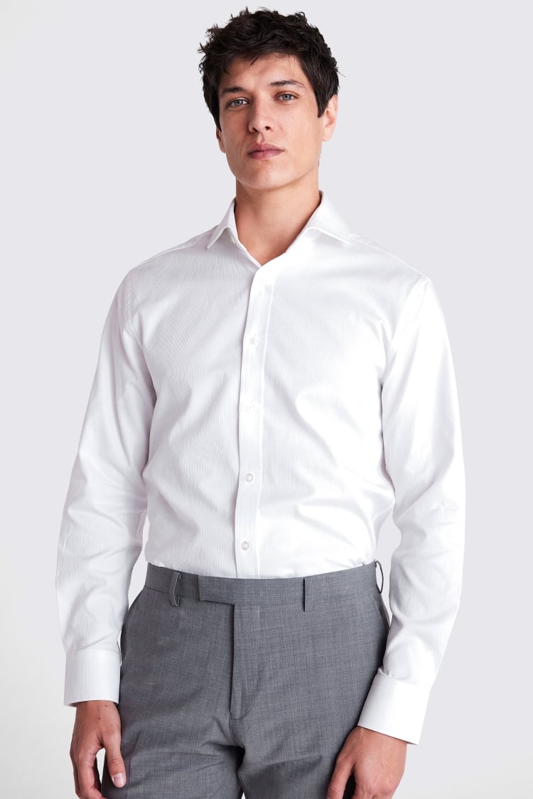 Tailored Fit White Dobby Shirt