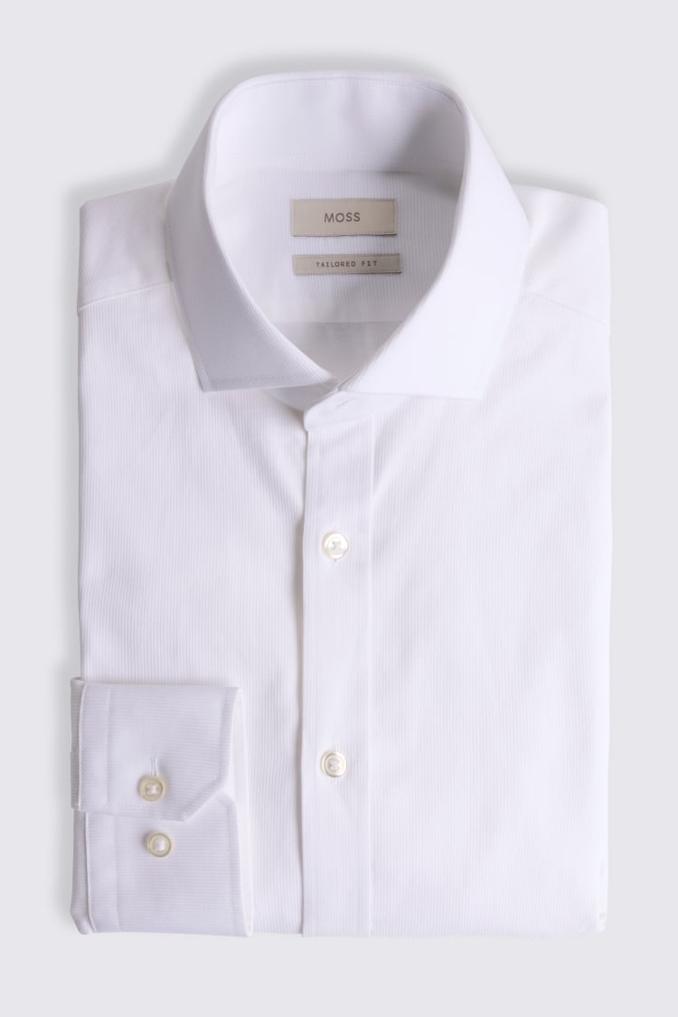 Tailored Fit White Dobby Shirt