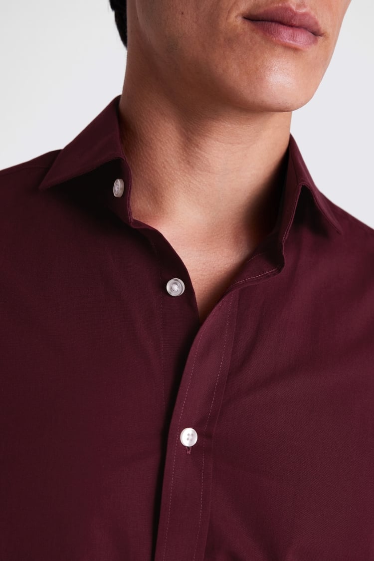 Tailored Fit Burgundy Poplin Shirt