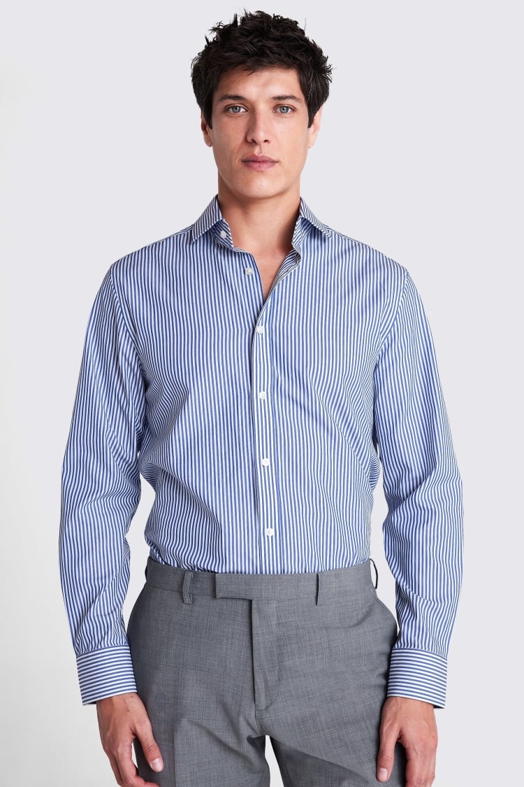 Tailored Fit Navy Stripe Shirt