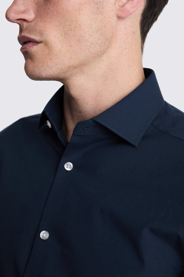 Slim Fit Navy Poplin Shirt