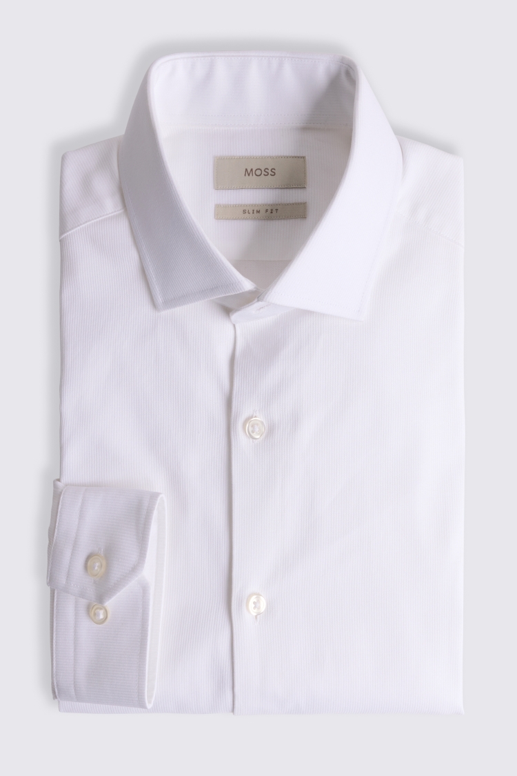 Slim Fit White Dobby Shirt