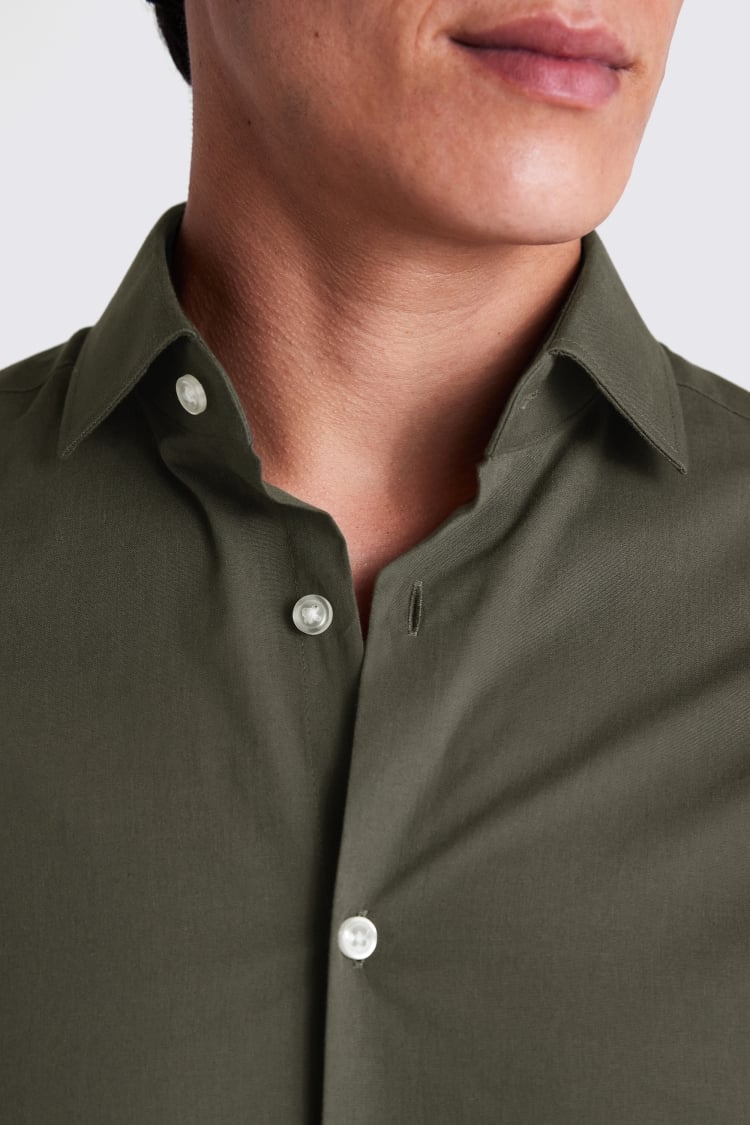 Slim Fit Khaki Poplin Shirt