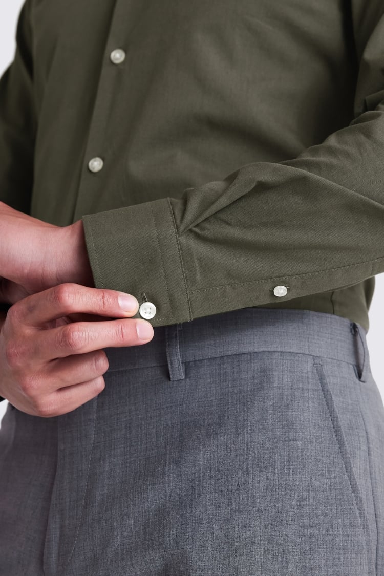 Slim Fit Khaki Poplin Shirt