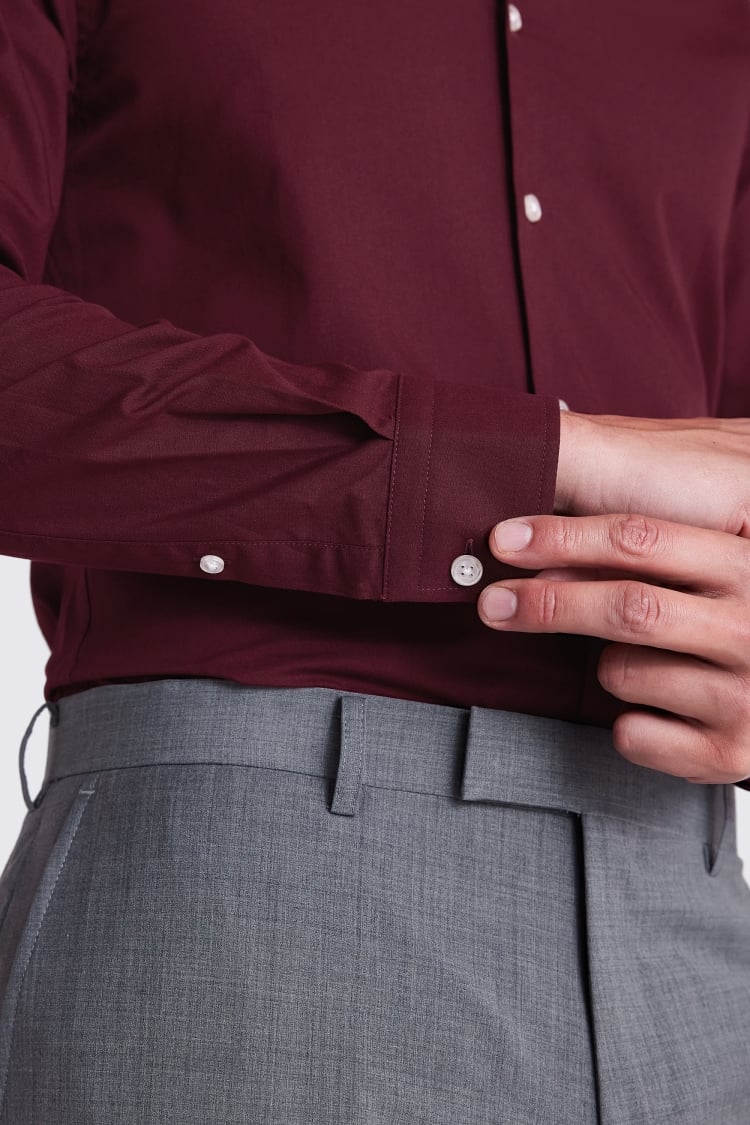 Slim Fit Burgundy Poplin Shirt