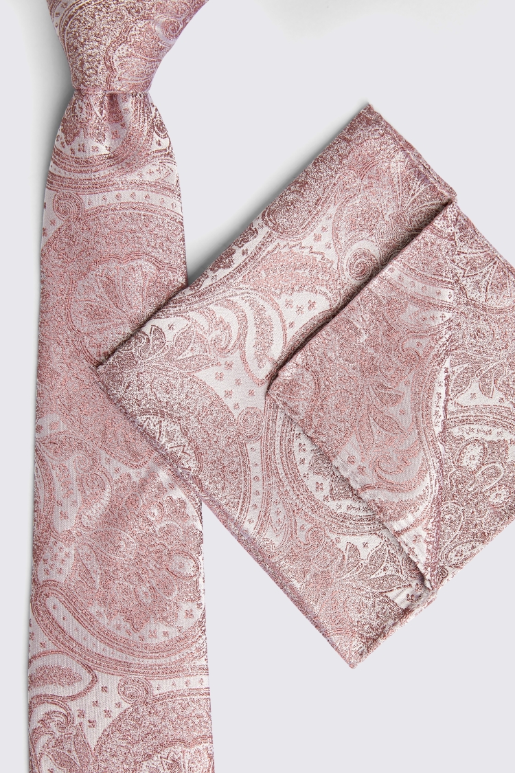 Dusty Pink Wedding Paisley Tie