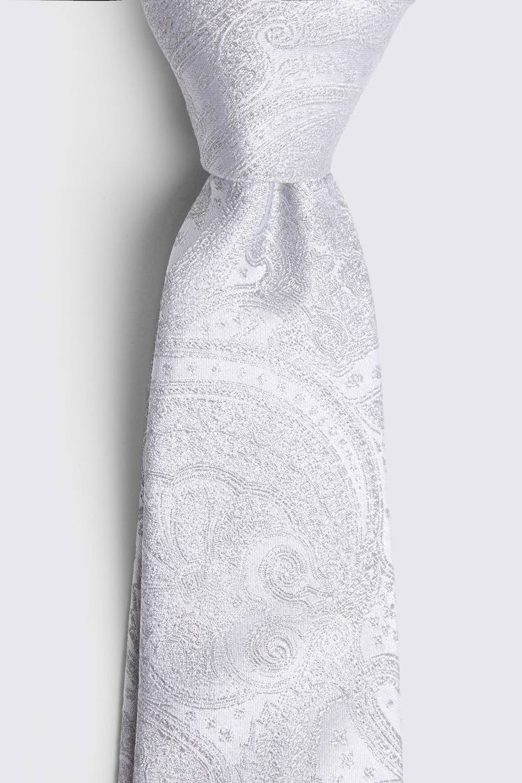 Silver Wedding Paisley Tie