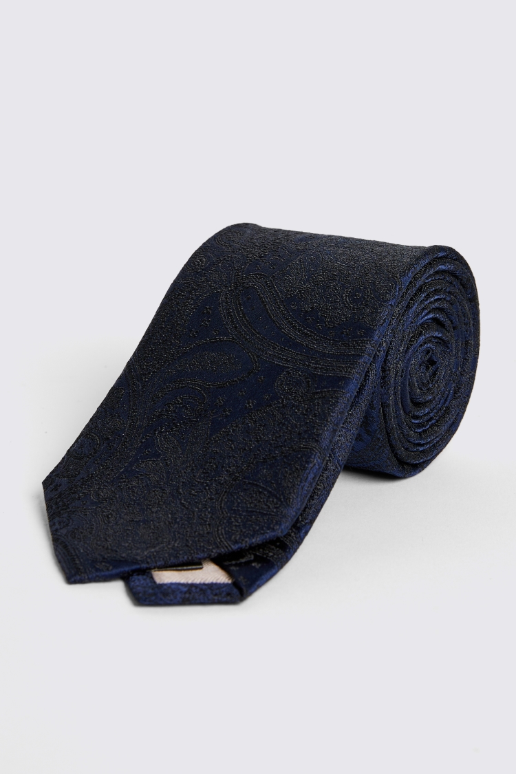 Dark Blue Wedding Paisley Tie
