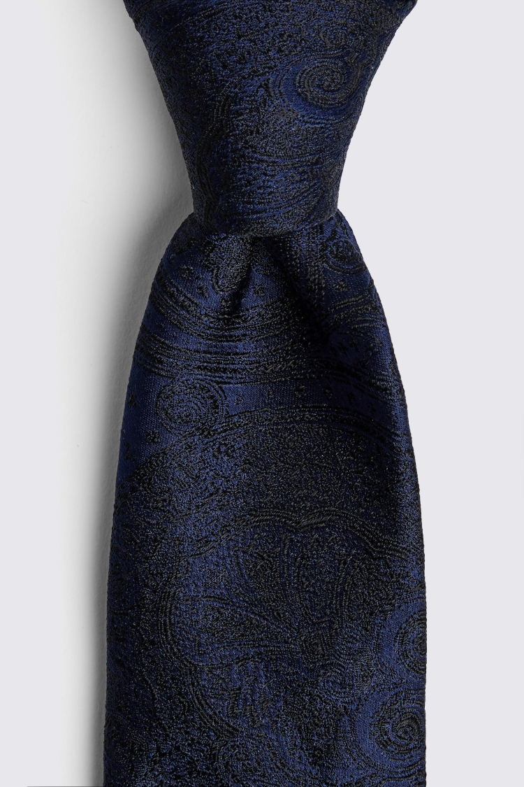 Dark Blue Wedding Paisley Tie