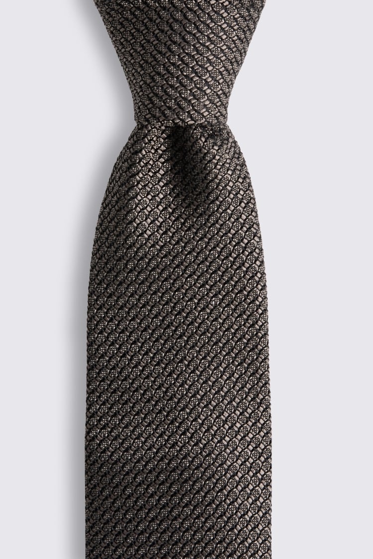 Italian Taupe Grenadine Tie