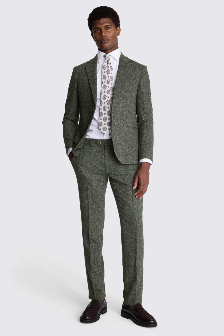 Slim Fit Khaki Tweed Suit