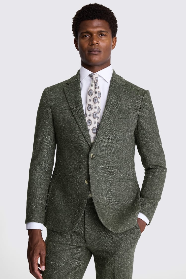 Slim Fit Khaki Tweed Jacket