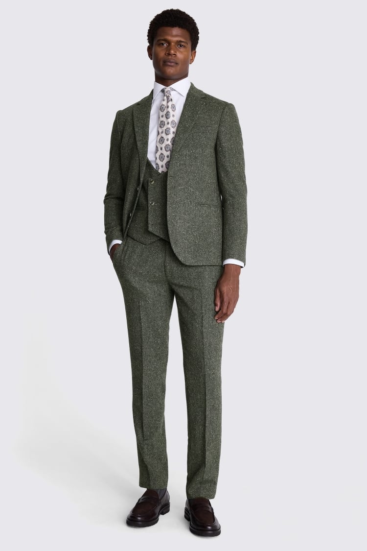 Slim Fit Khaki Tweed Suit