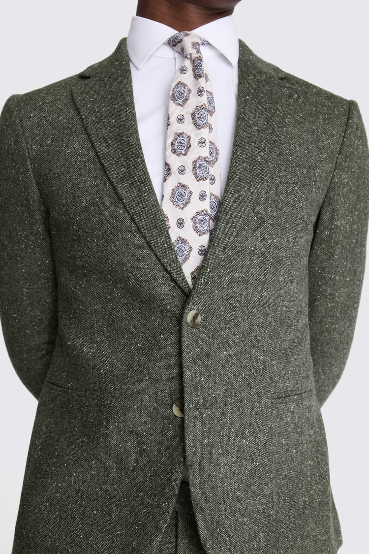 Slim Fit Khaki Tweed Suit