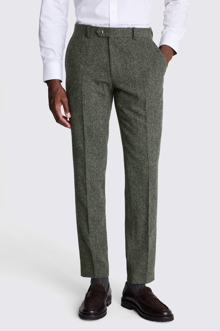 Slim Fit Khaki Tweed Suit