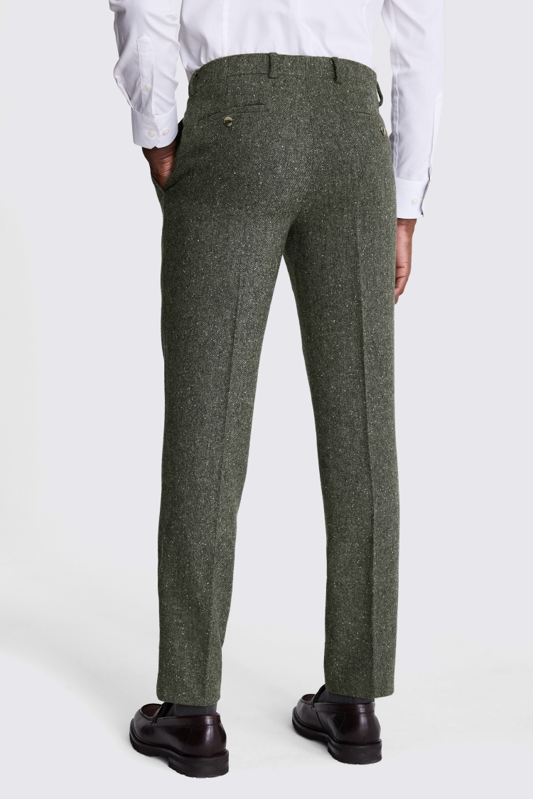 Slim Fit Khaki Tweed Trousers