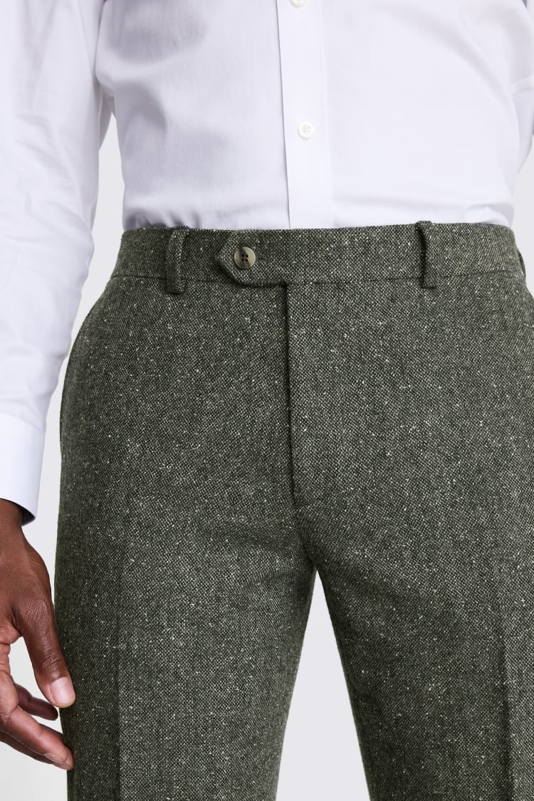 Slim Fit Khaki Tweed Pants